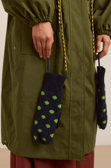 String Mittens in Navy/Lime