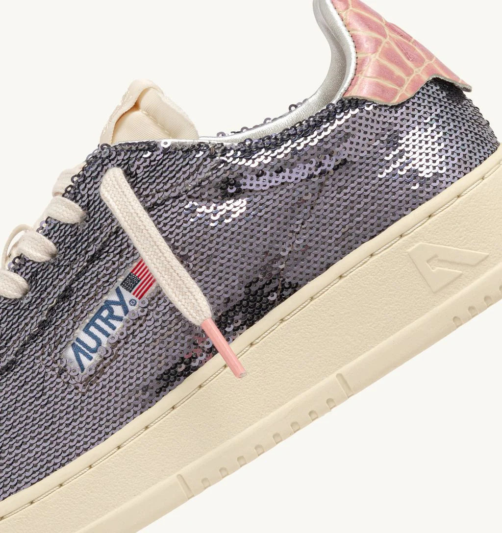 Sparkling Dallas Low Sneakers Paillet in Gun Pink