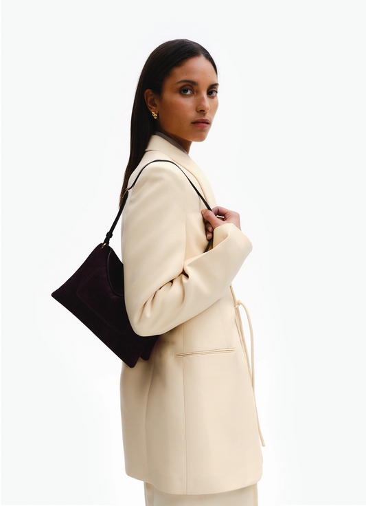 Penelope Slouch Bag  in Acai Suede
