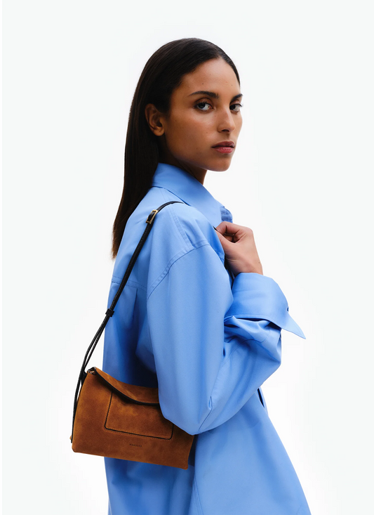 Penelope Slouch Mini Bag in Cognac Suede