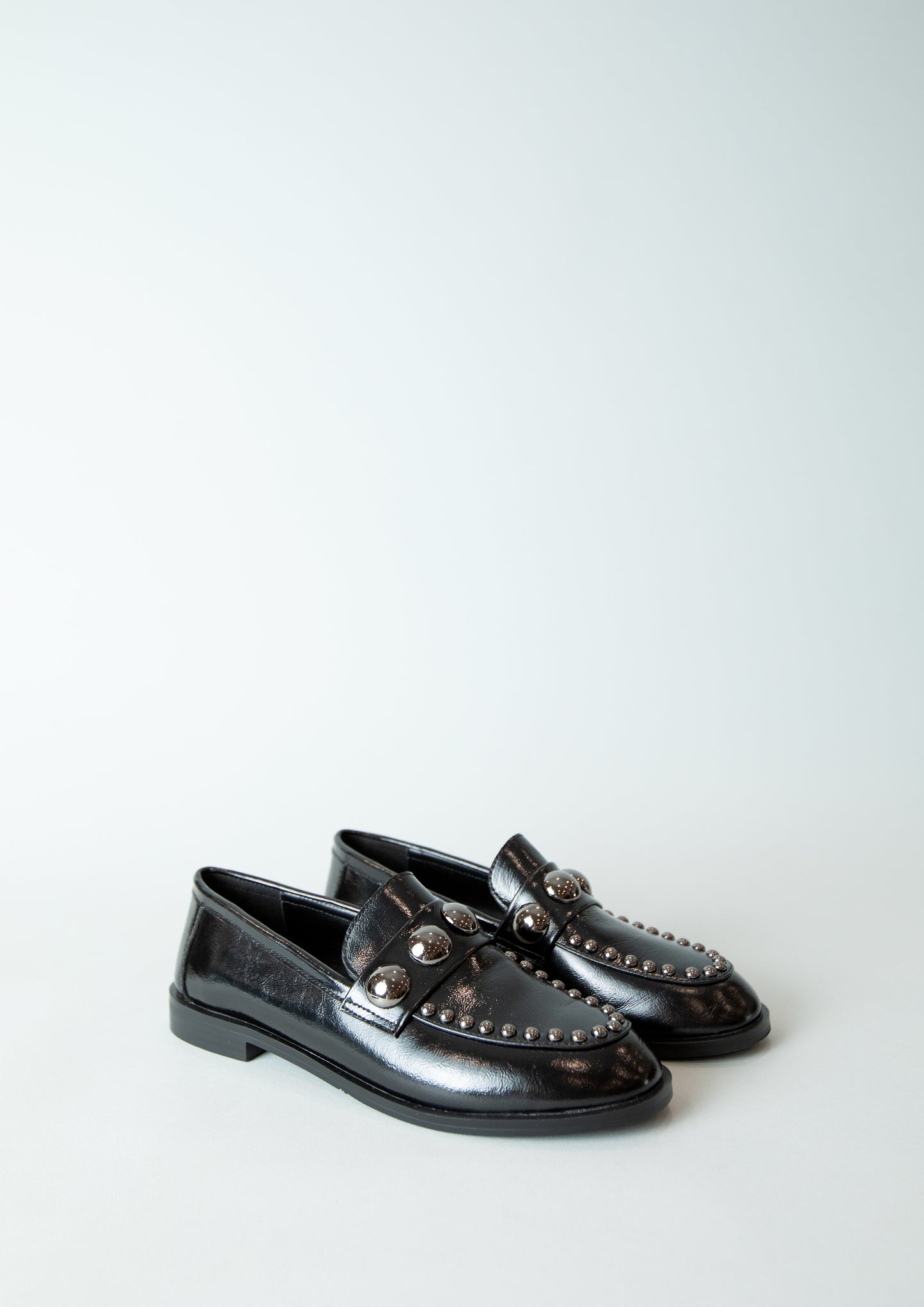 Loafer with Silver Studs in Black