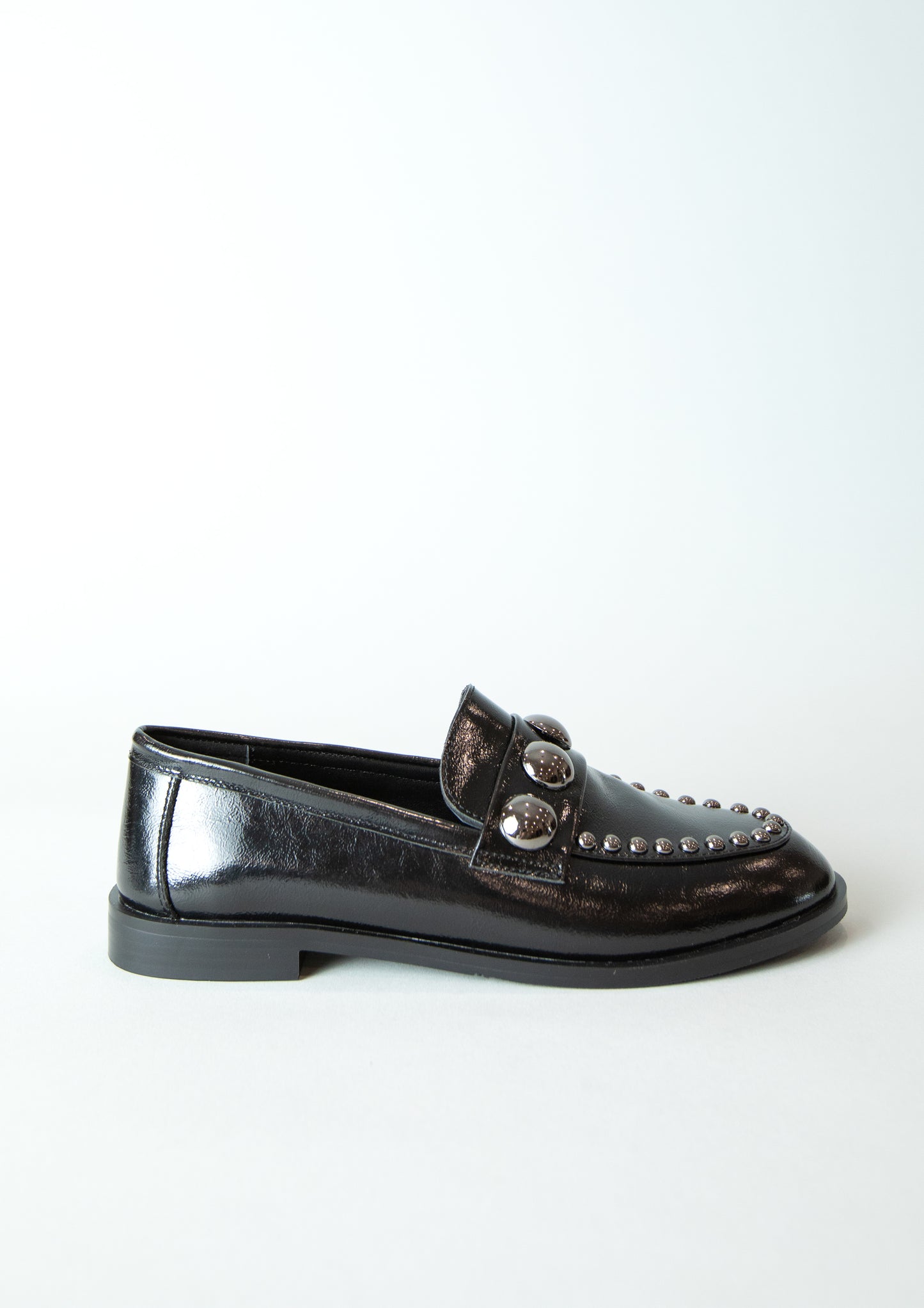 Loafer with Silver Studs in Black
