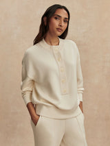 Reena Button Front Sweat in Pristine