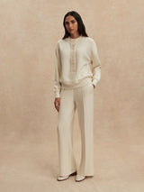 Reena Button Front Sweat in Pristine