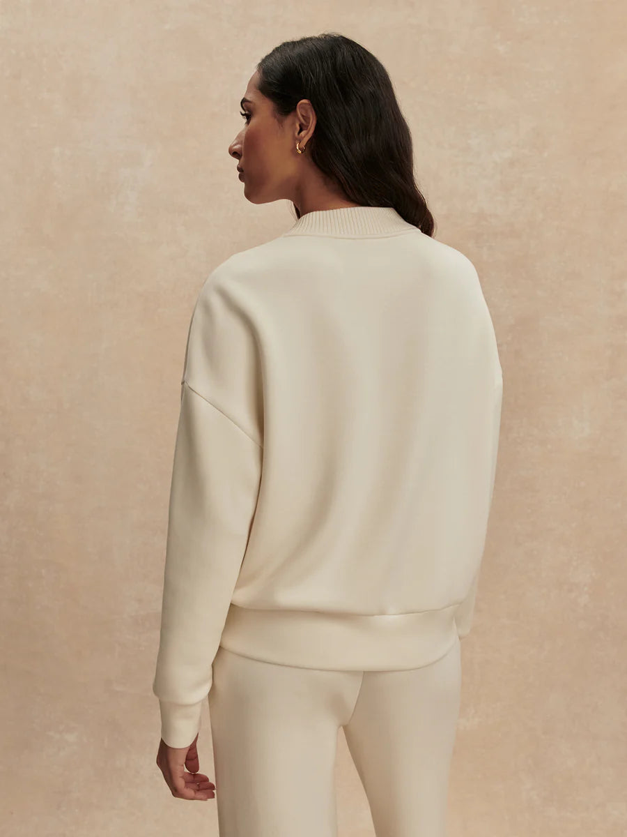 Reena Button Front Sweat in Pristine