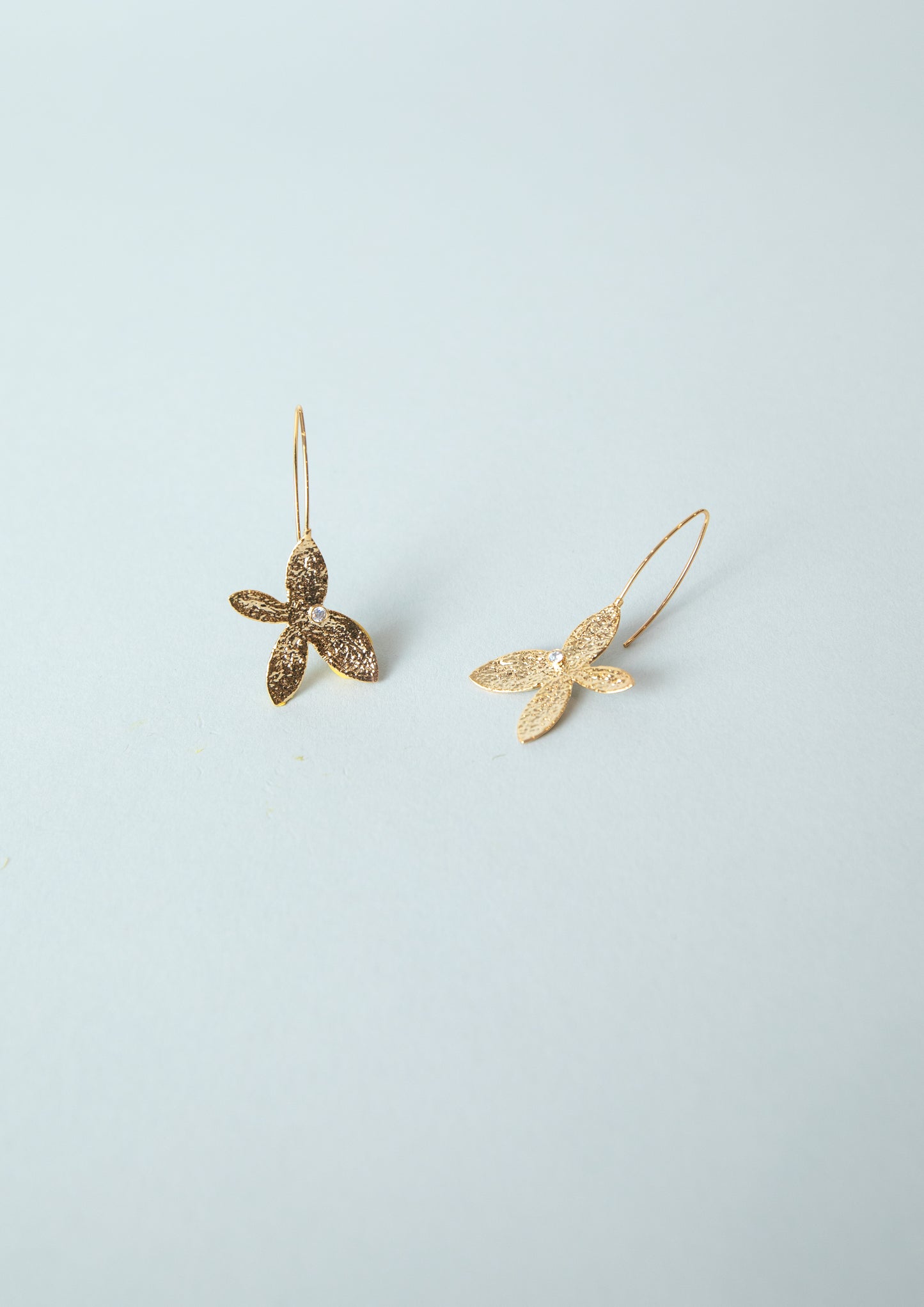 Flower Drop Earrings with Diamond Stud