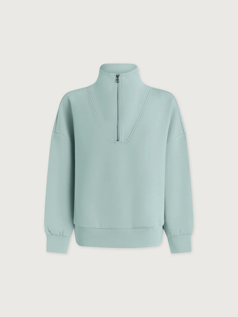 Hawley Half Zip Sweat in Porcelain Blue