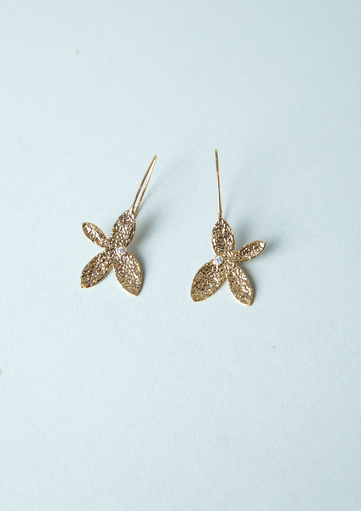Flower Drop Earrings with Diamond Stud