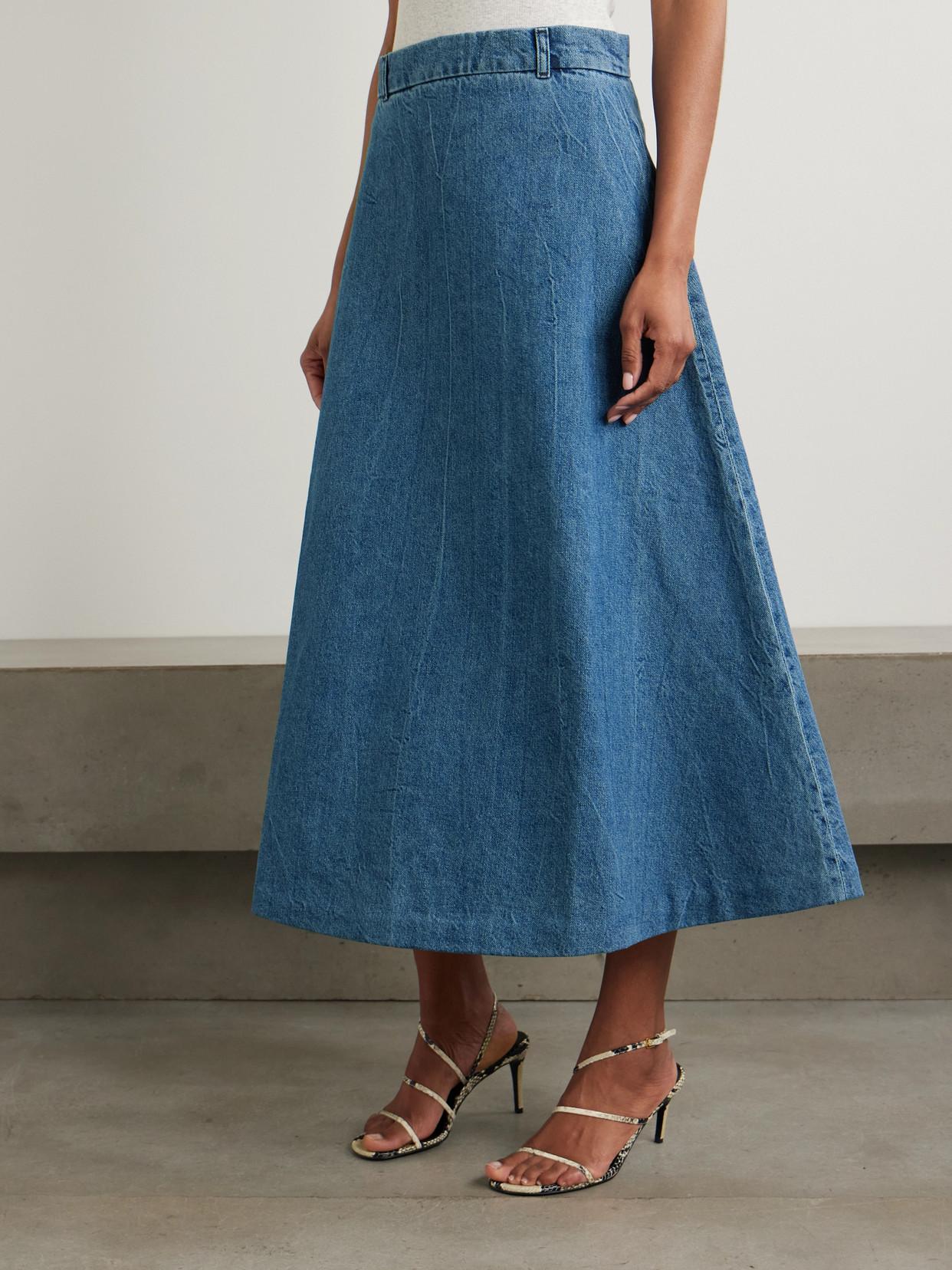 A LINE DENIM SKIRT - MID BLUE - ROHE