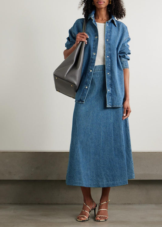 A LINE DENIM SKIRT - MID BLUE - ROHE