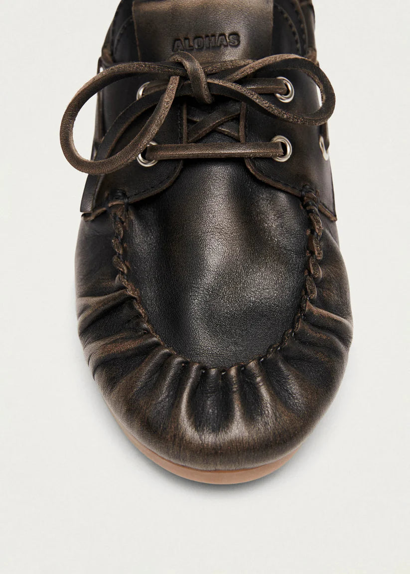 Rowan Vintage Effect Leather Loafers in Brown
