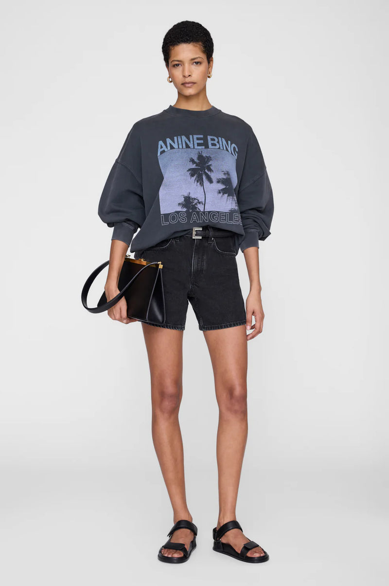 Miles Sweatshirt Palms in Washed Grey