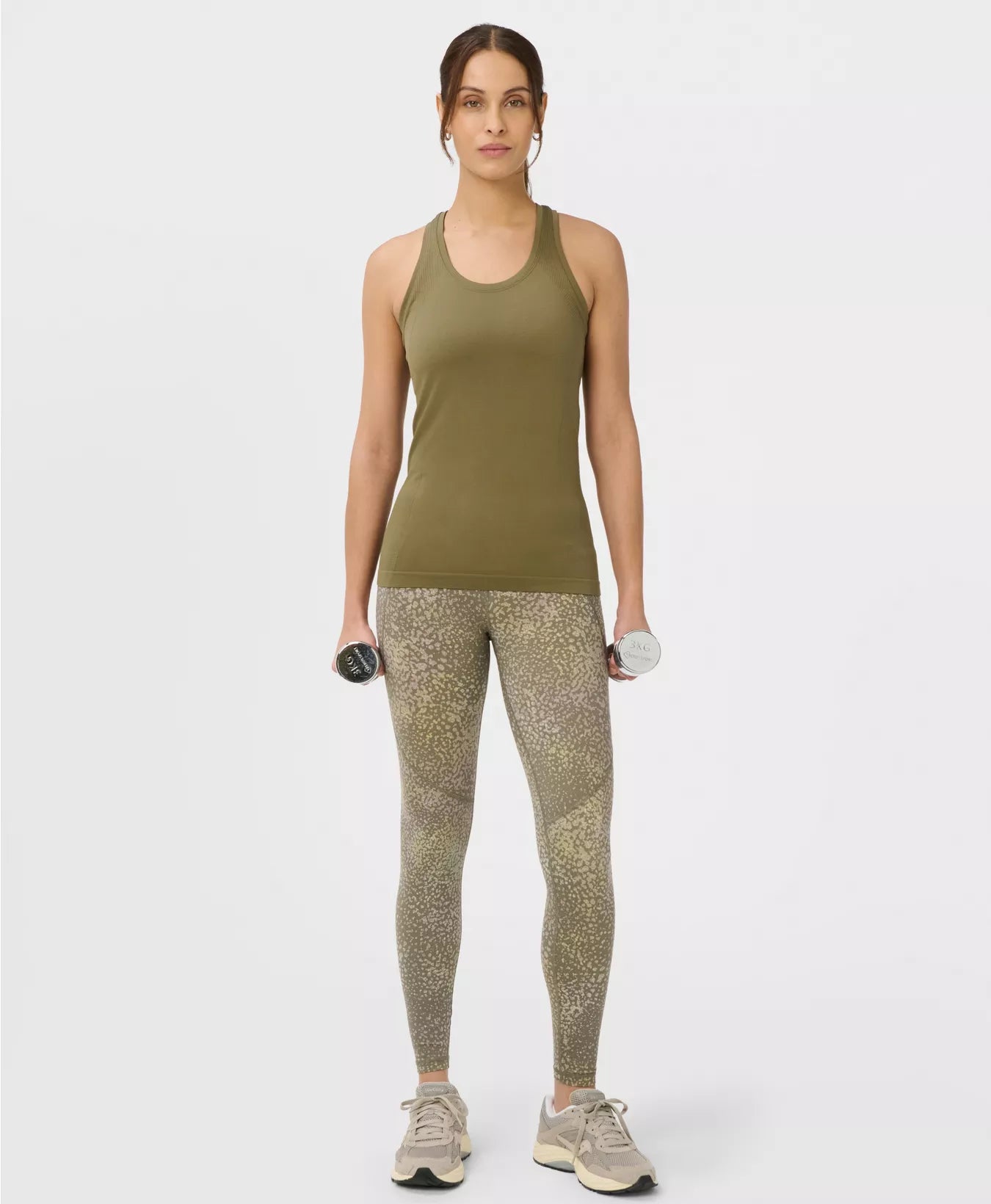 Athlete Seamless Gym Vest in Khaki Brown