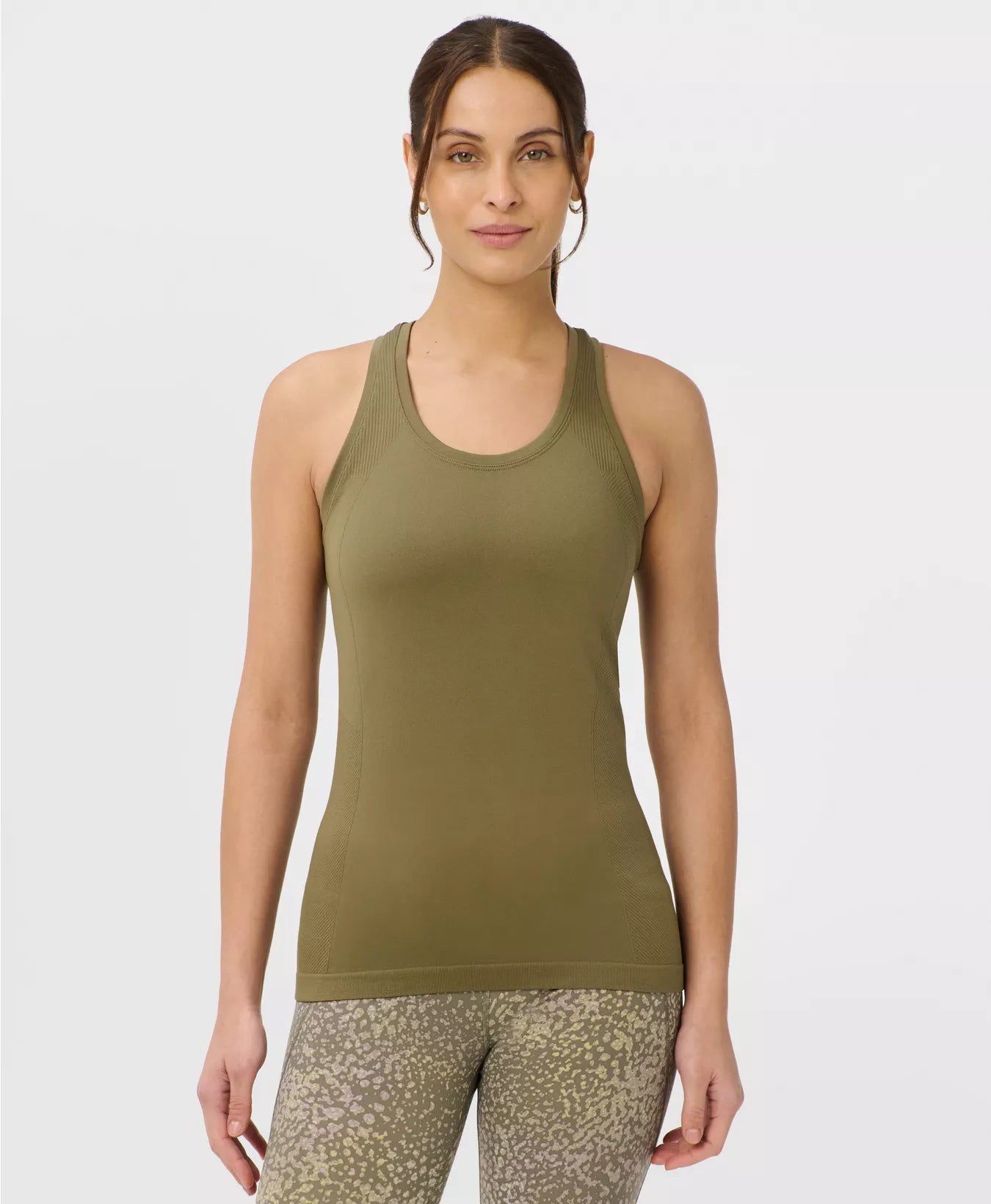 Athlete Seamless Gym Vest in Khaki Brown