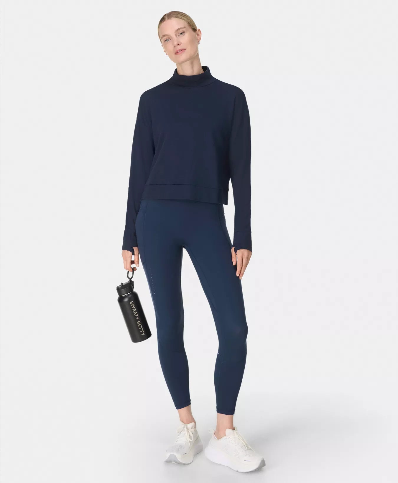 After Class Funnel Neck Sweatshirt in Navy Blue
