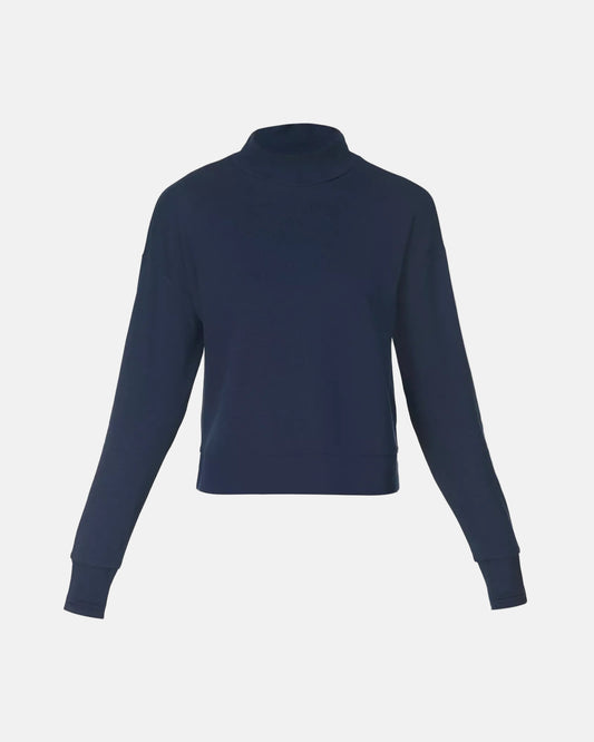 After Class Funnel Neck Sweatshirt in Navy Blue