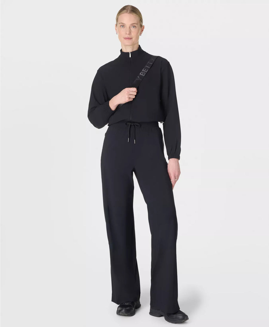Explorer Side Stripe Wide Leg Trousers 32" in Black