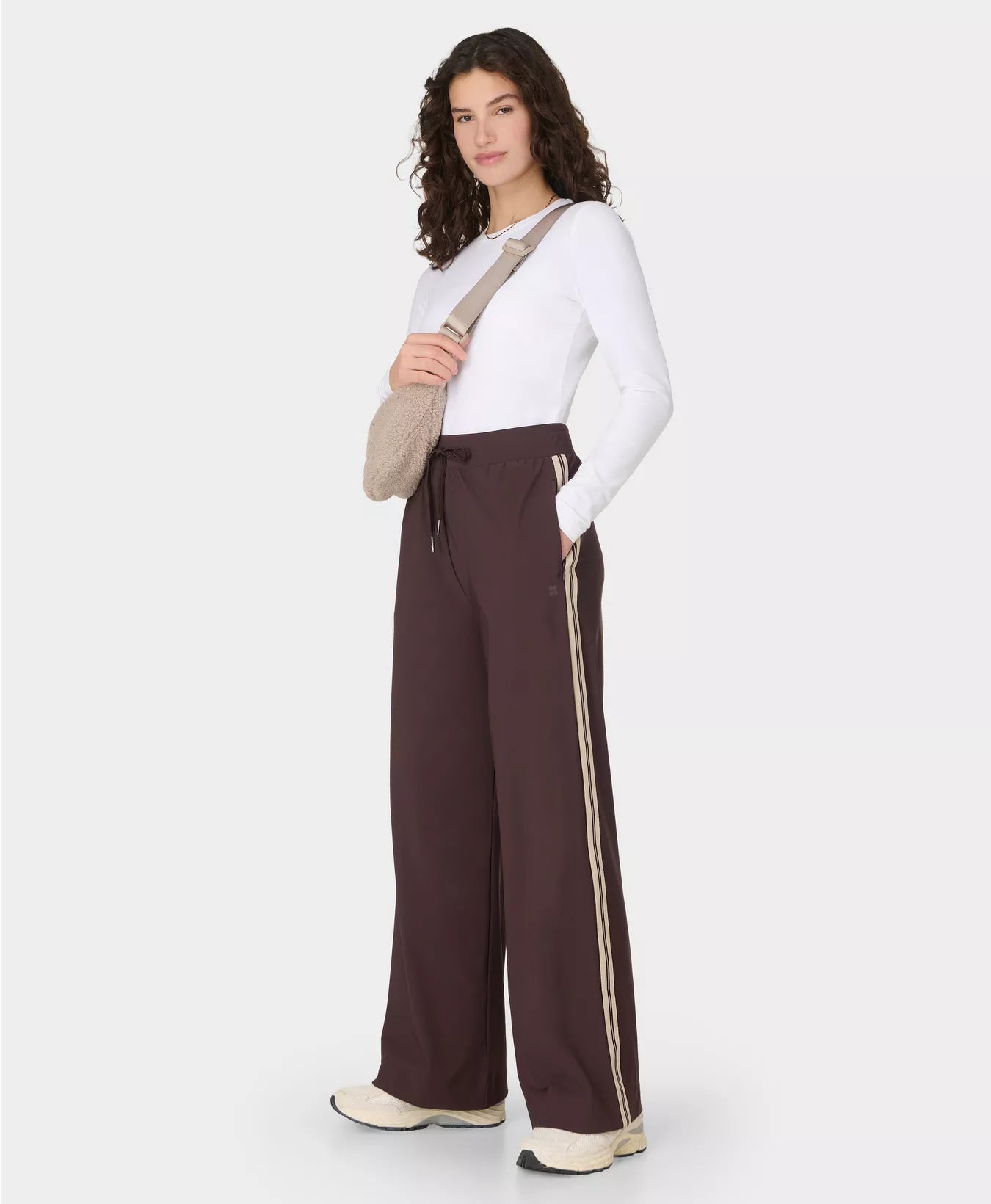 Explorer Side Stripe Wide Leg Trousers in Sable Brown