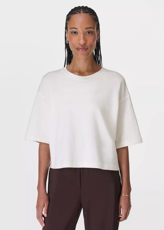 AFTER CLASS SHORT SLEEVE SWEATSHIRT - LILY WHITE - SWEATY BETTY