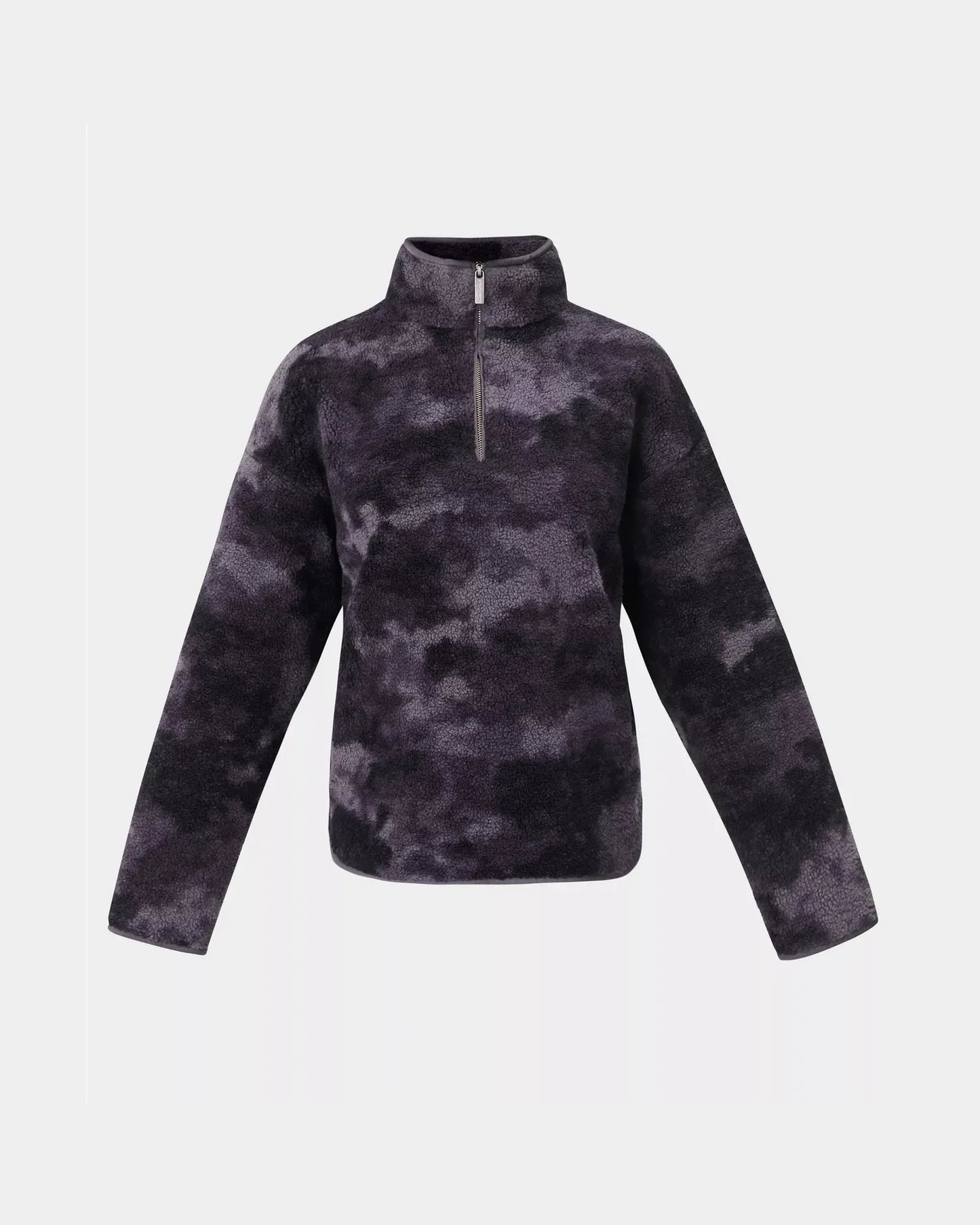 Plush Half Zip Fleece in Grey Moon Texture Print