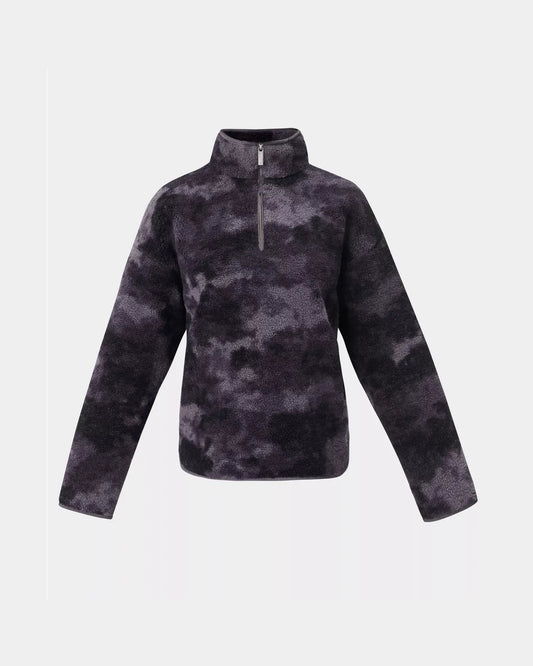 Plush Half Zip Fleece in Grey Moon Texture Print