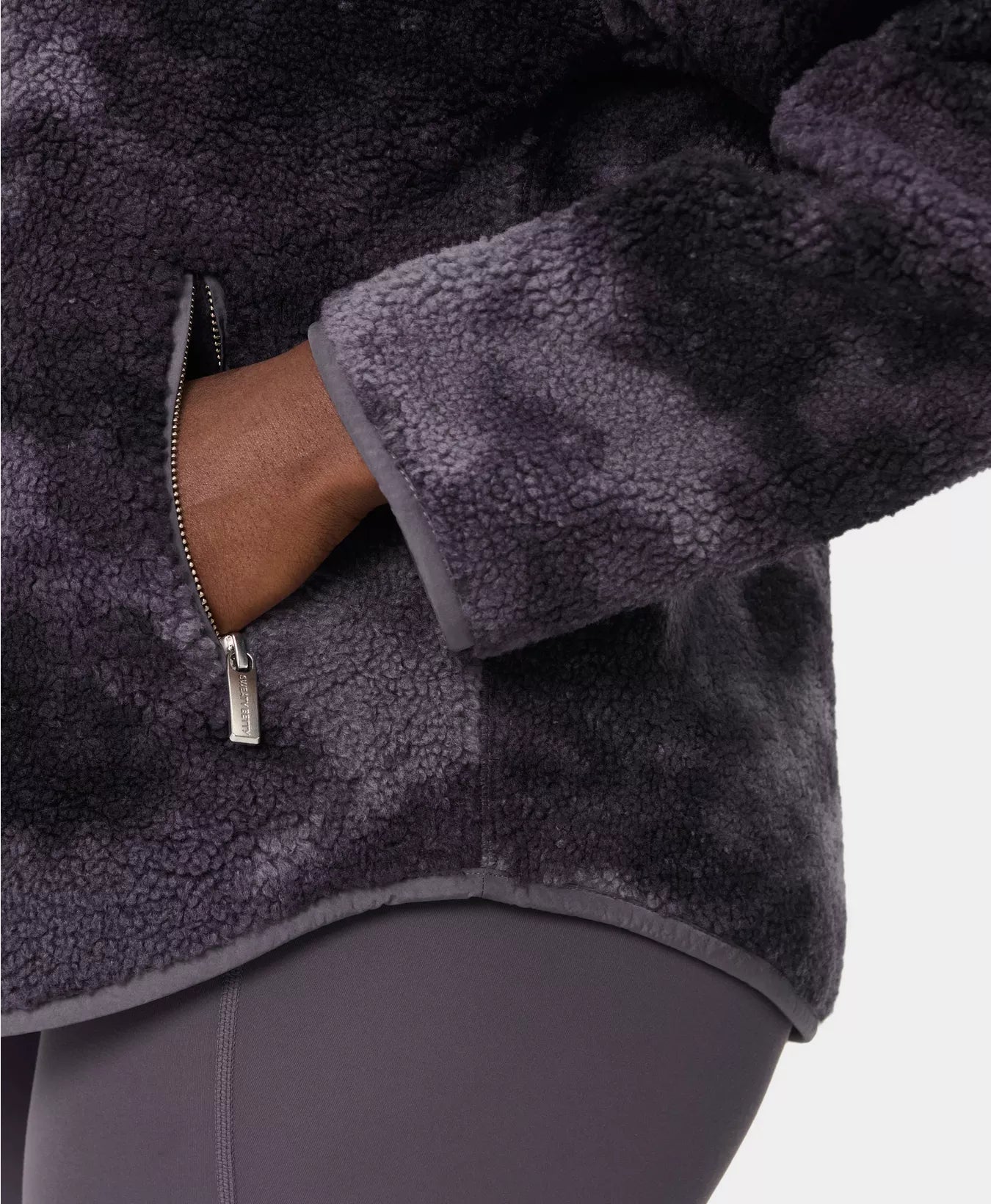 Plush Half Zip Fleece in Grey Moon Texture Print