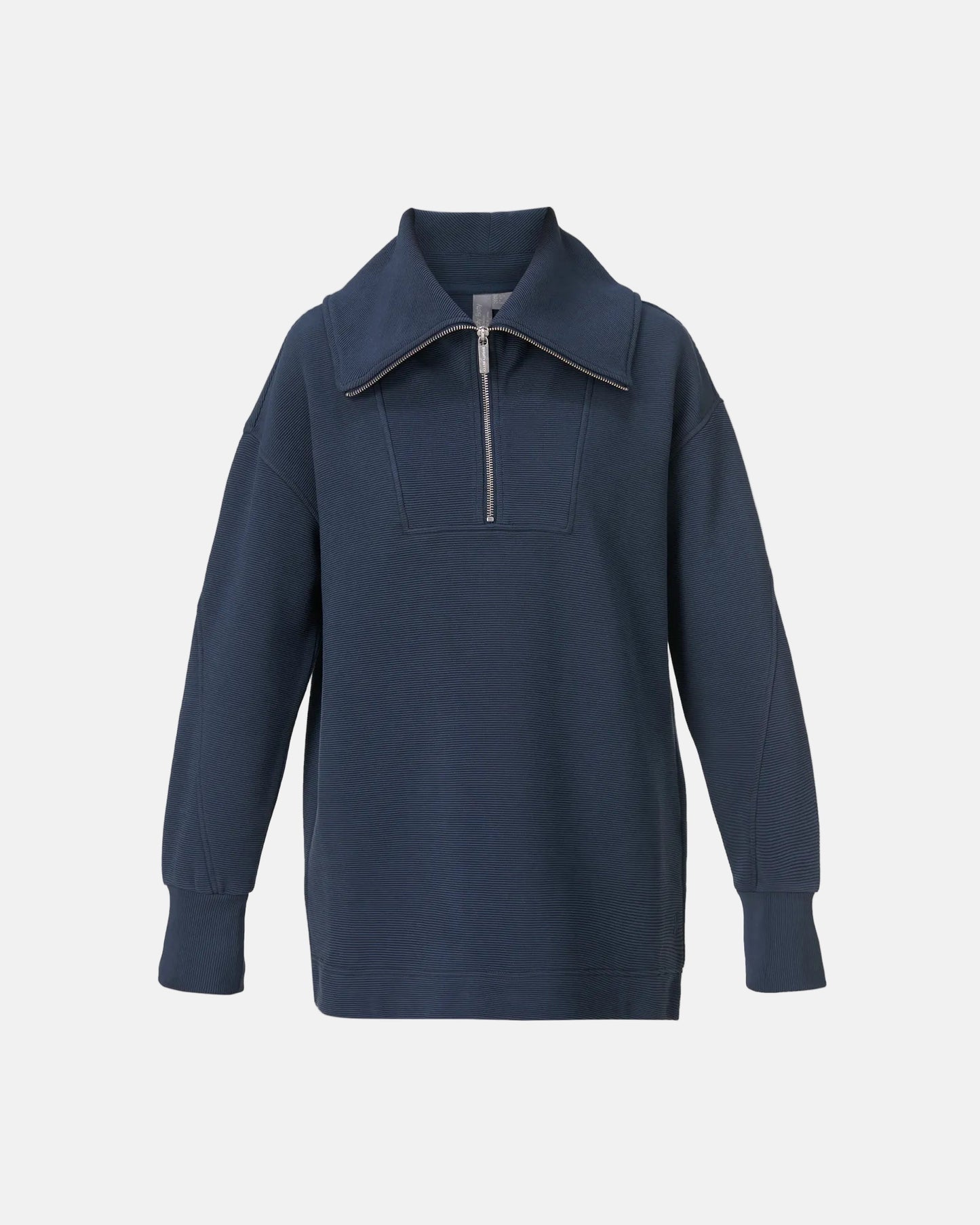 Peaceful Rib Half Zip Sweatshirt in Navy Blue