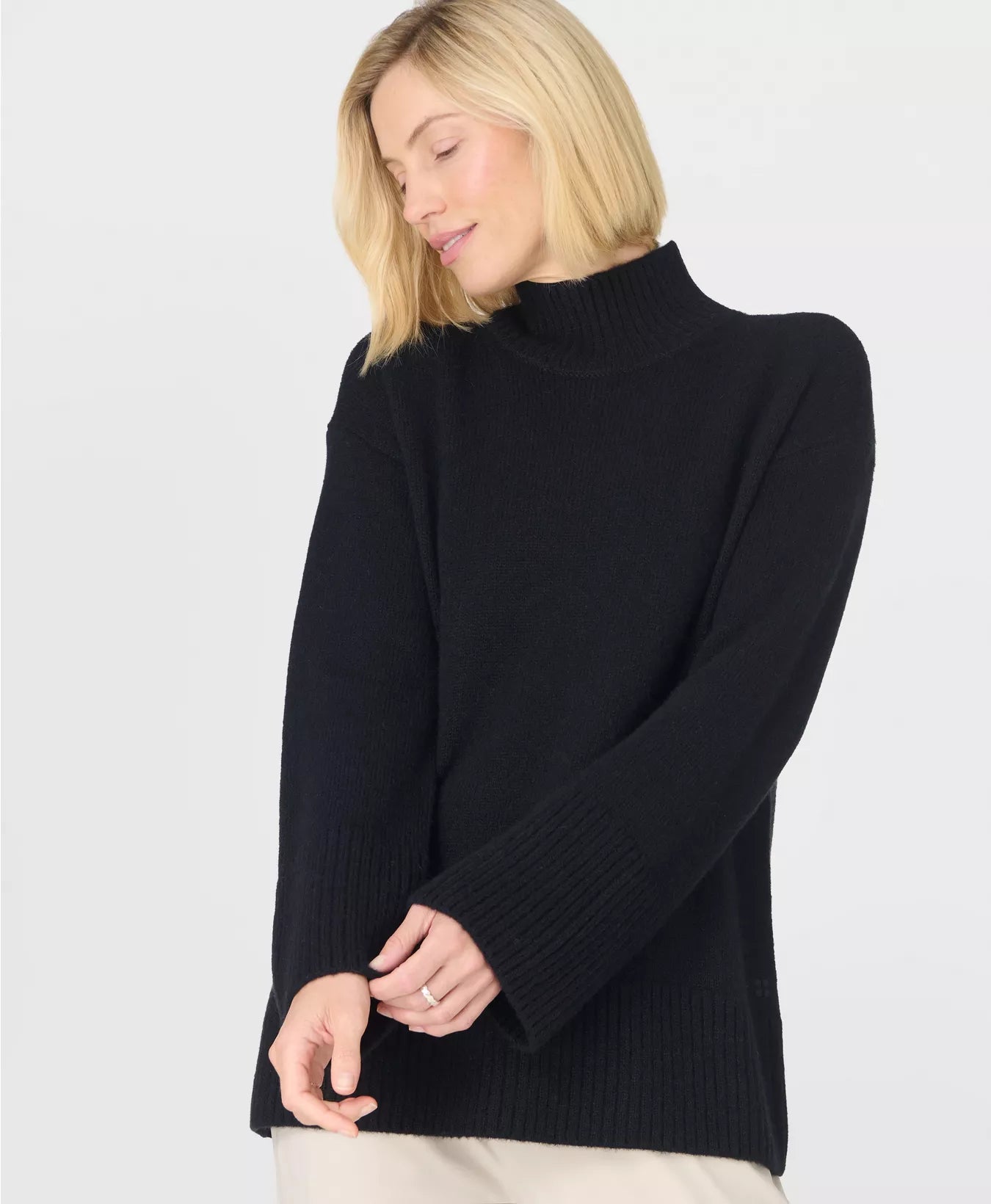 Alpine Wool Funnel Neck in Black