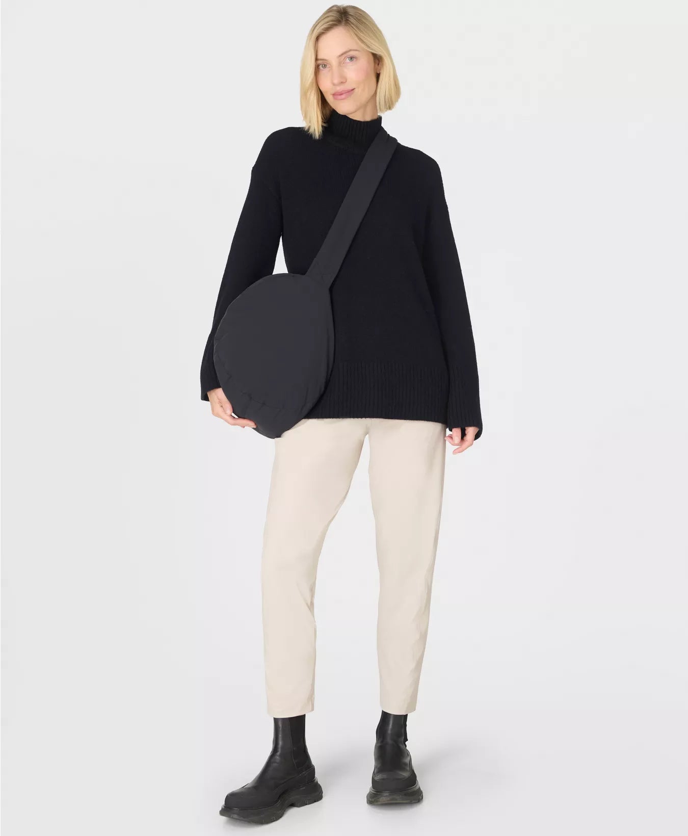 Alpine Wool Funnel Neck in Black