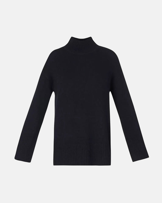 Alpine Wool Funnel Neck in Black