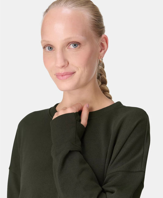 After Class Longline Sweatshirt in Nori Green