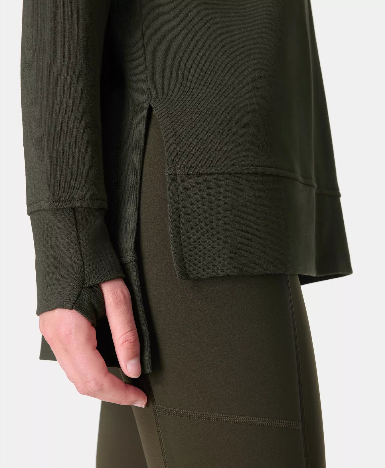 After Class Longline Sweatshirt in Nori Green