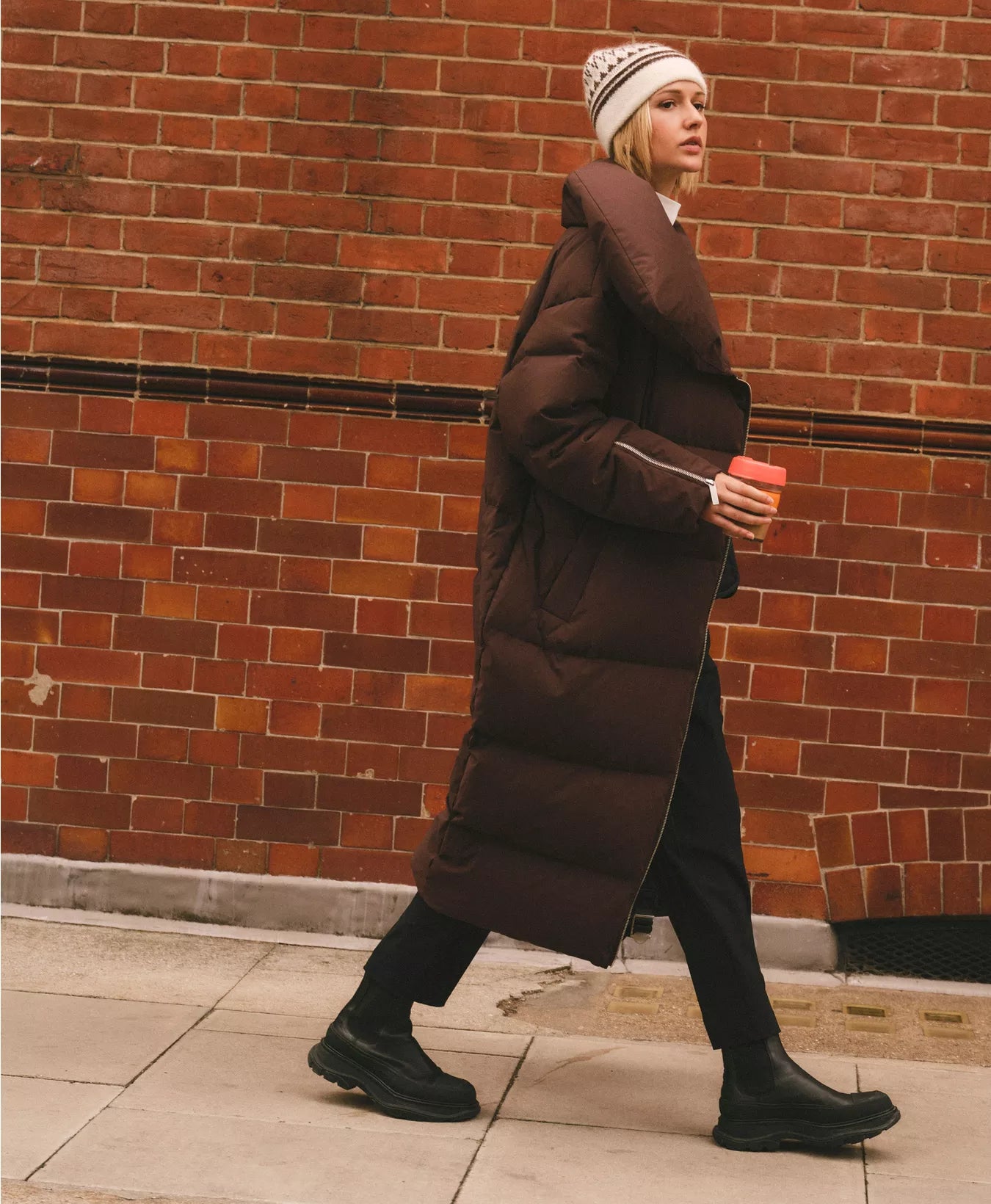 Nimbus Cloud Longline Puffer in Sable Brown