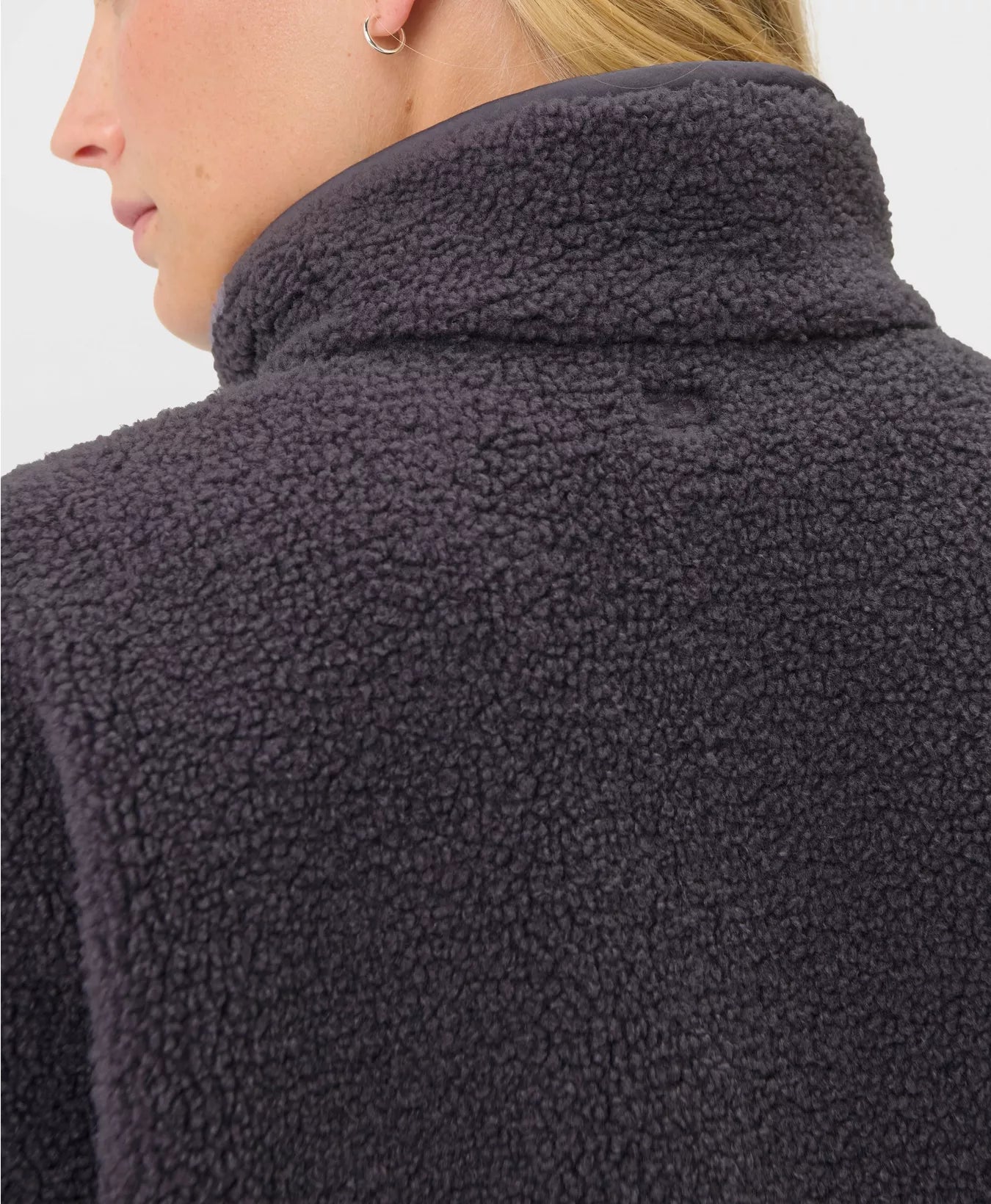 Plush Textured Zip Up Fleece in Nebula Blue