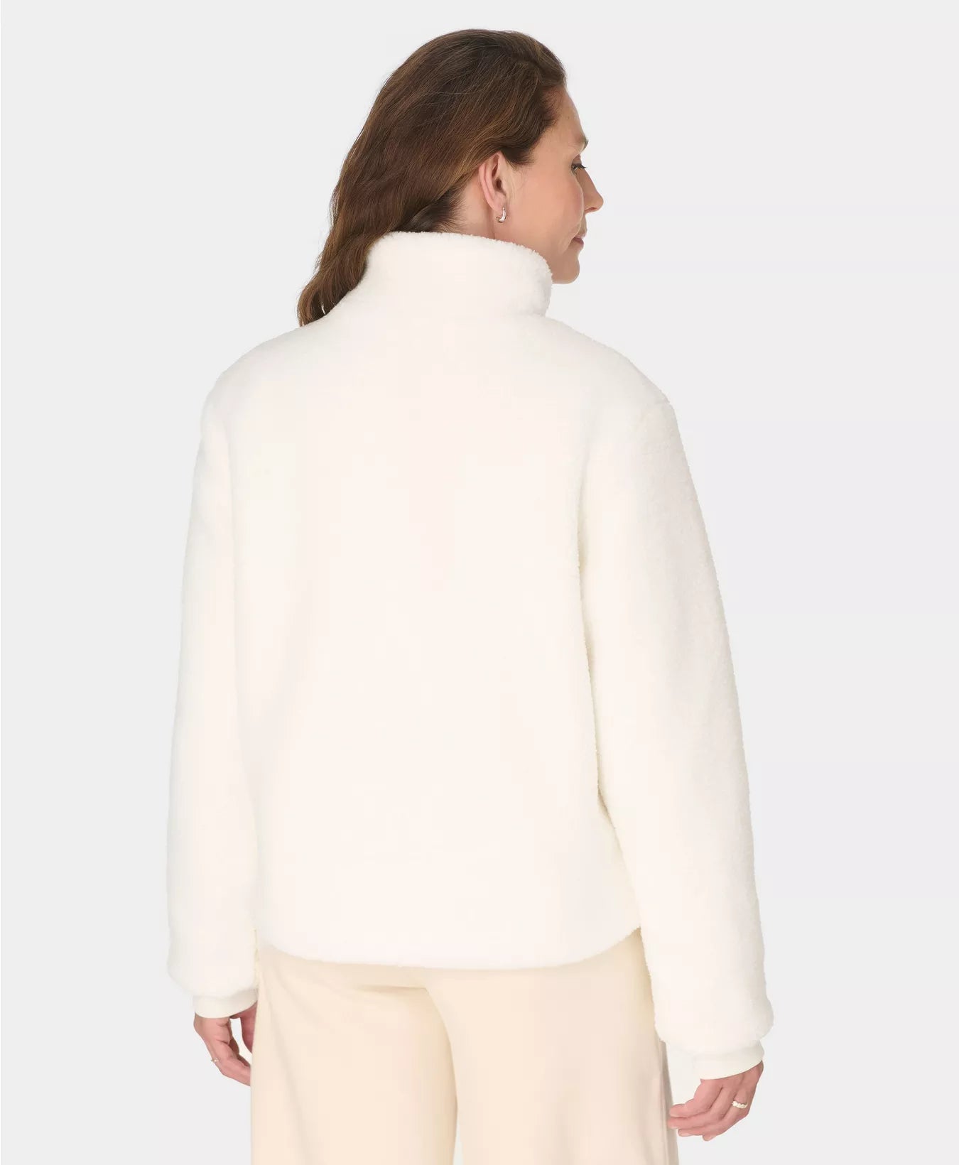 Navigate Sherpa Zip Up Jacket in Studio White