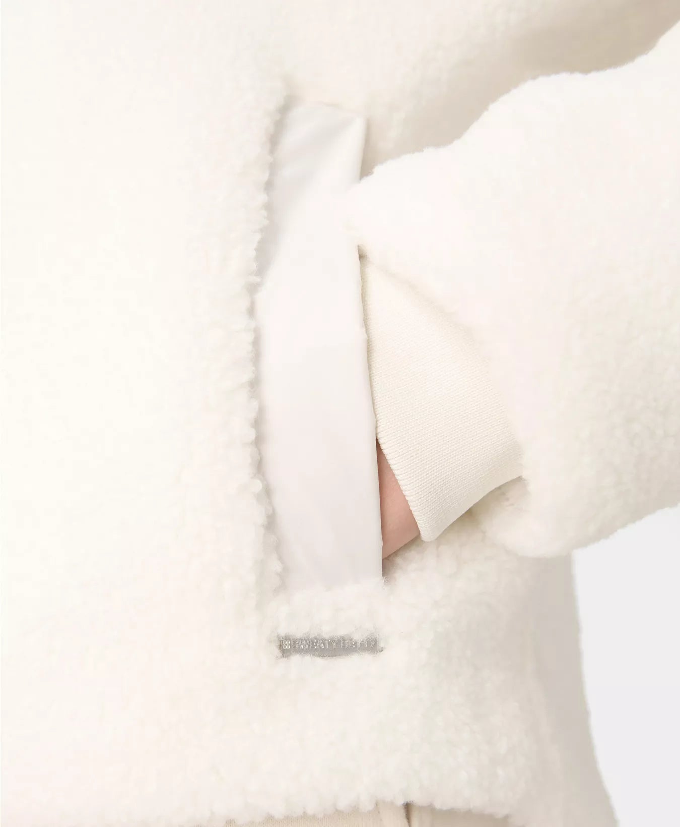 Navigate Sherpa Zip Up Jacket in Studio White