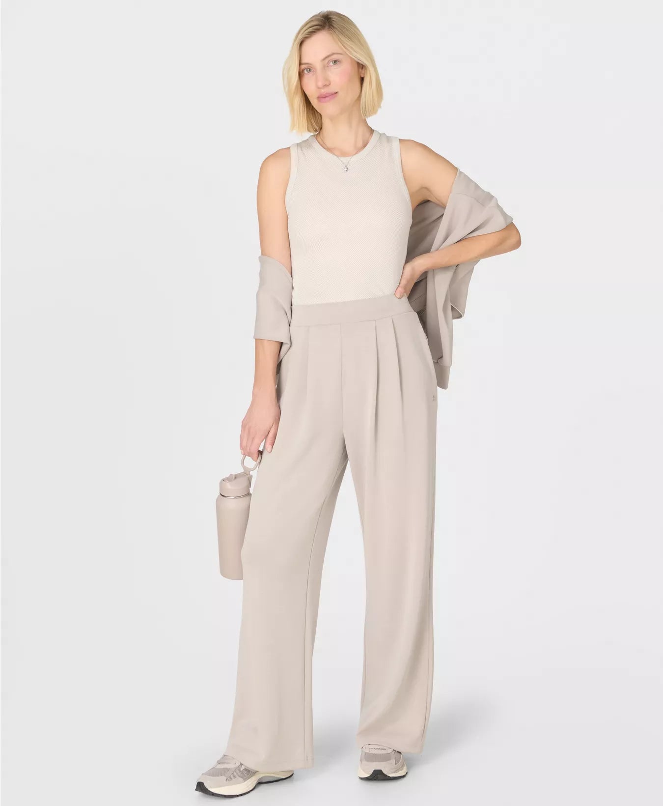 Wide Leg Trouser in Sand Wash