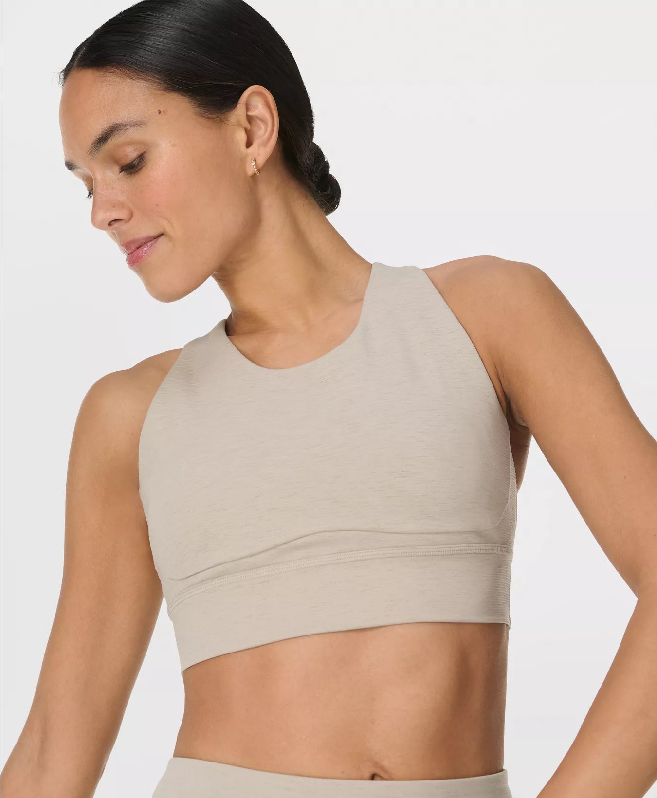 Ultimate Move Marl Sports Bra in Dusk Beige