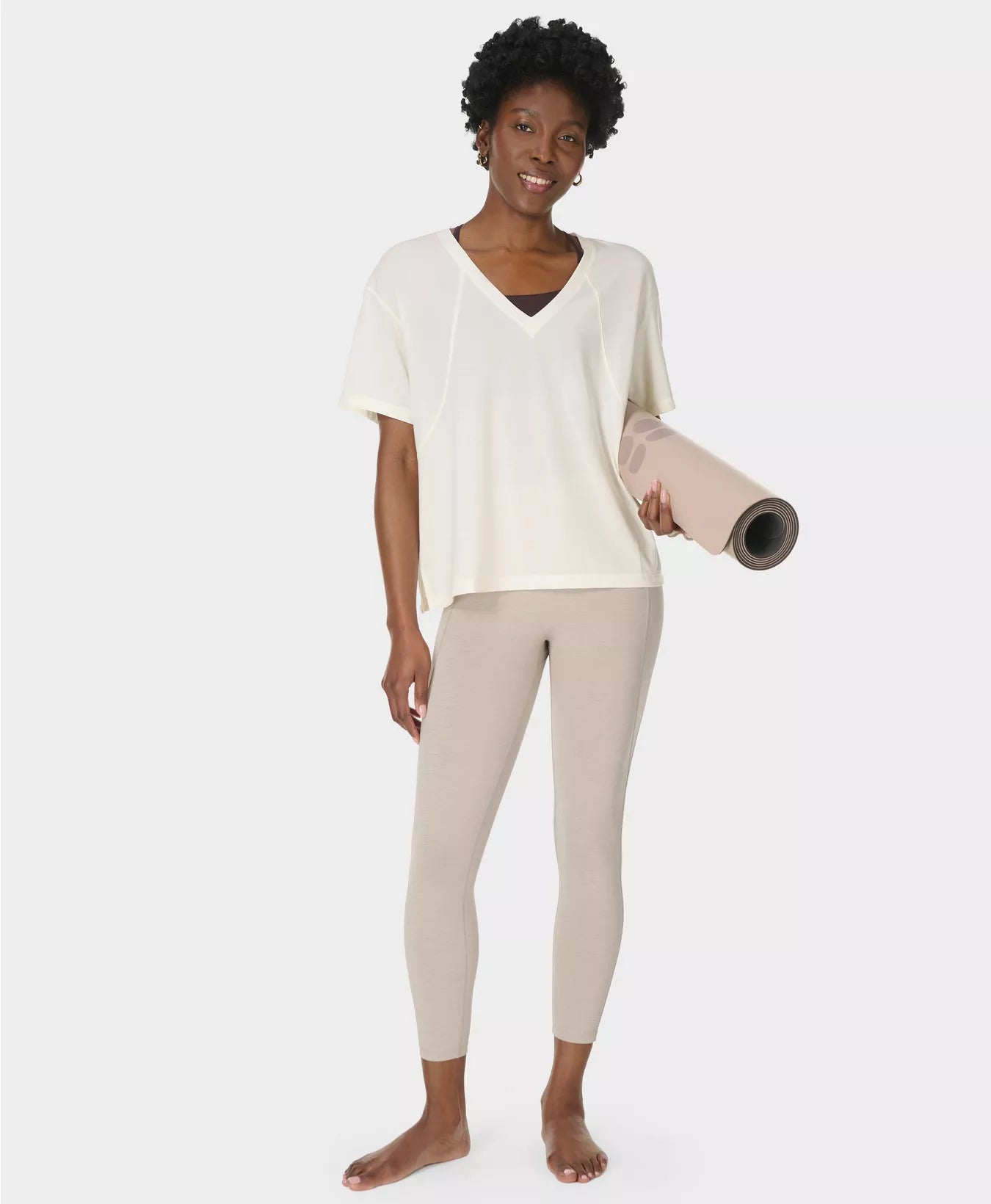 Ultimate Move 7/8 Marl Leggings in Dusk Beige