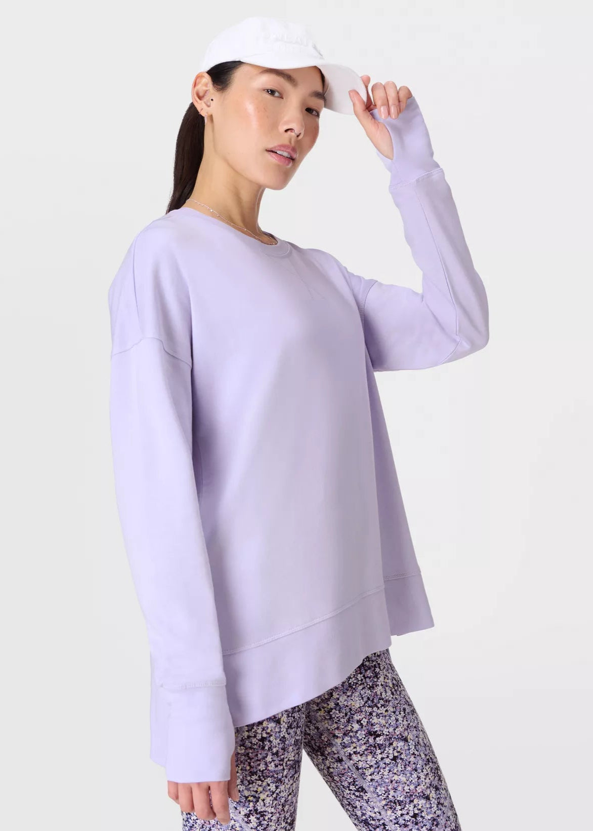 AFTERCLASS LONGLINE SWEATSHIRT - HEATHER PURPLE - SWEATY BETTY