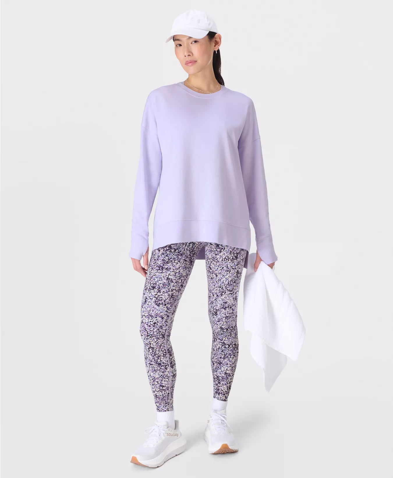 AFTERCLASS LONGLINE SWEATSHIRT - HEATHER PURPLE - SWEATY BETTY