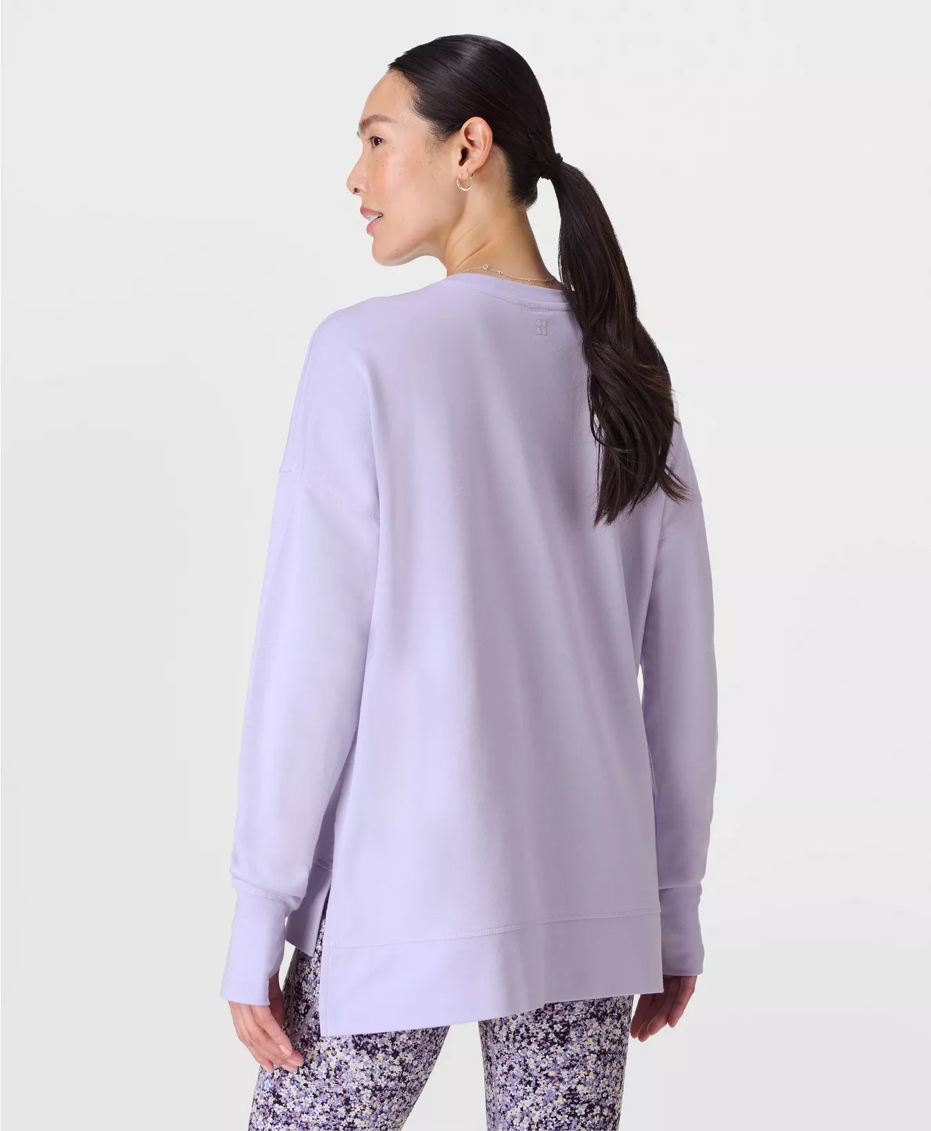 AFTERCLASS LONGLINE SWEATSHIRT - HEATHER PURPLE - SWEATY BETTY