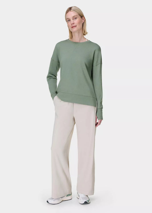 AFTERCLASS LONGLINE SWEATSHIRT - WILLOW GREEN - SWEATY BETTY