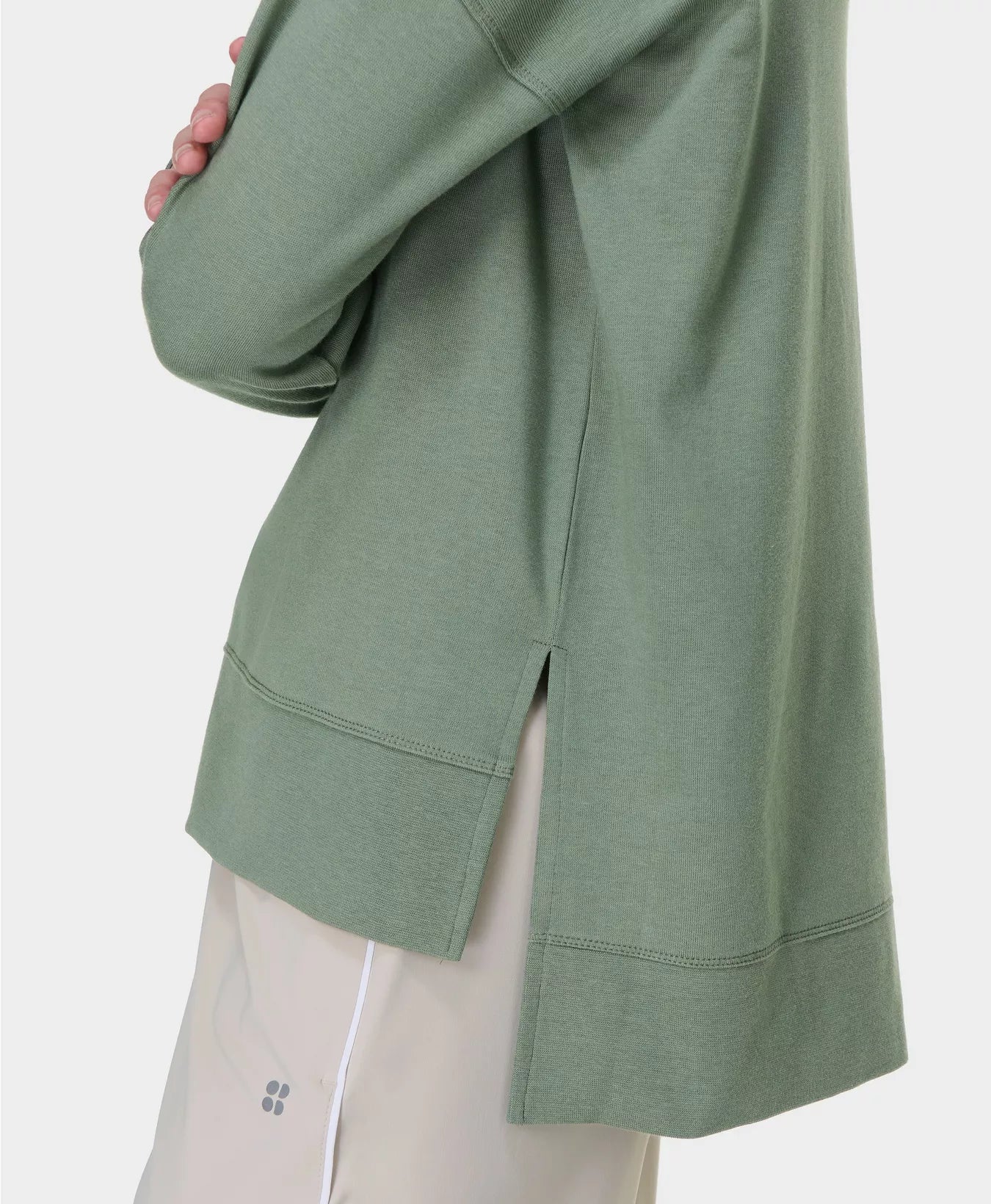 AFTERCLASS LONGLINE SWEATSHIRT - WILLOW GREEN - SWEATY BETTY