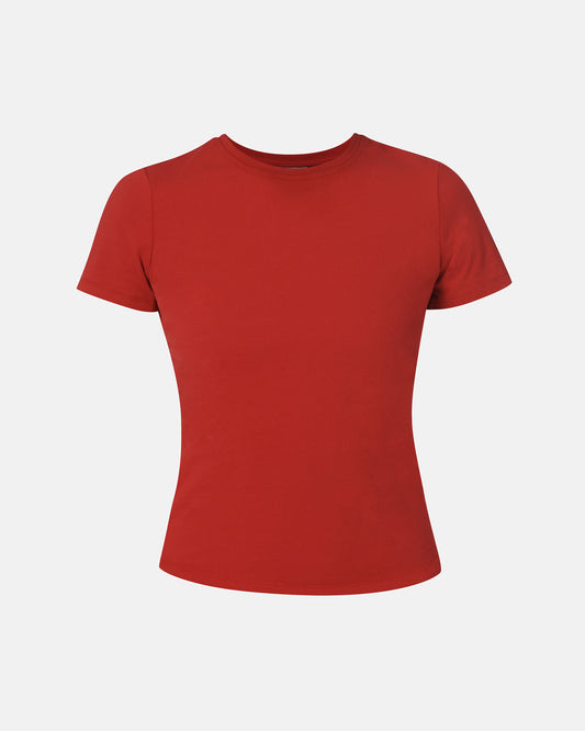 Essential Sculpt Short Sleeve Top in Pepper Red