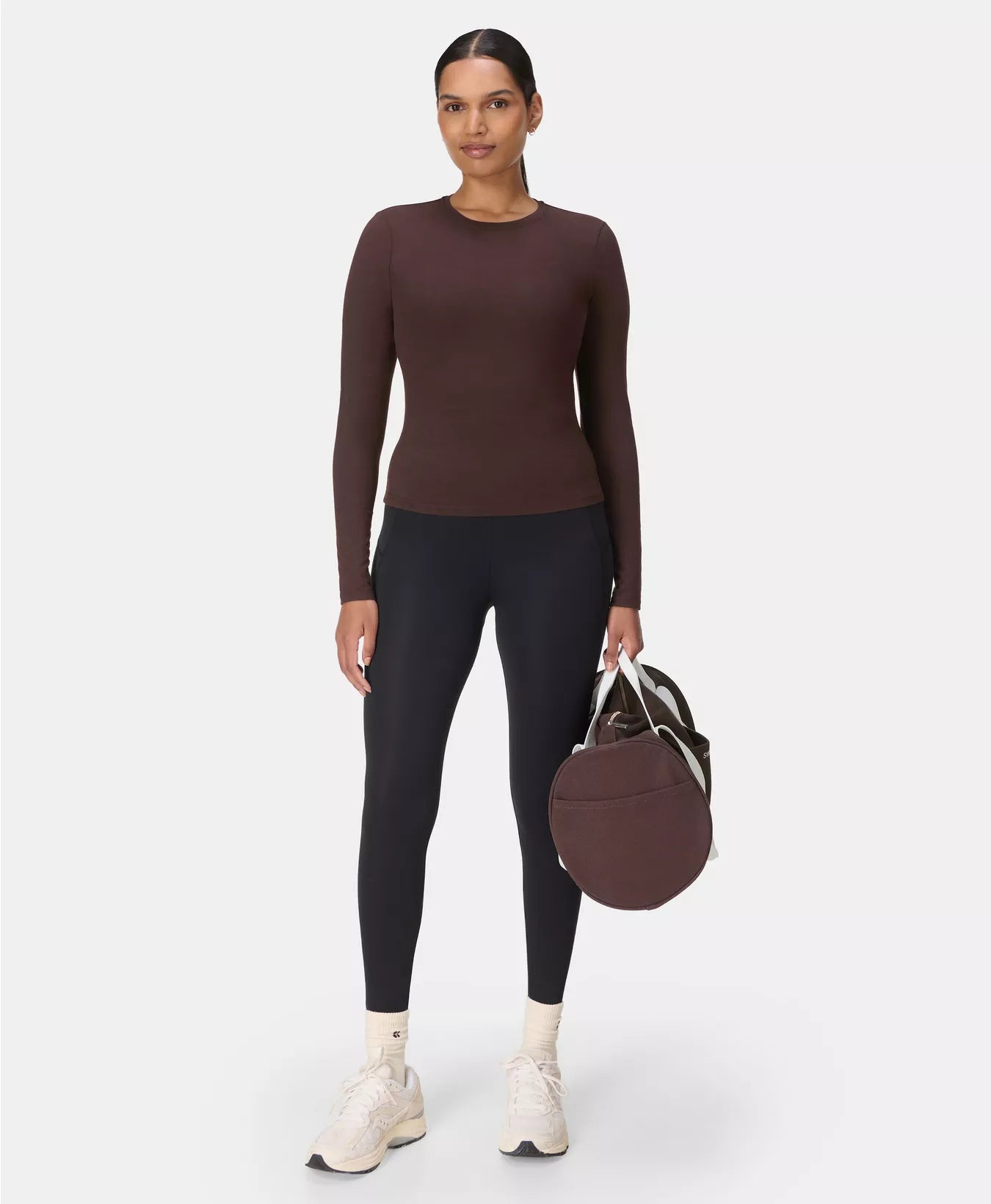 Essential Sculpt Long Sleeve Top in Sable Brown