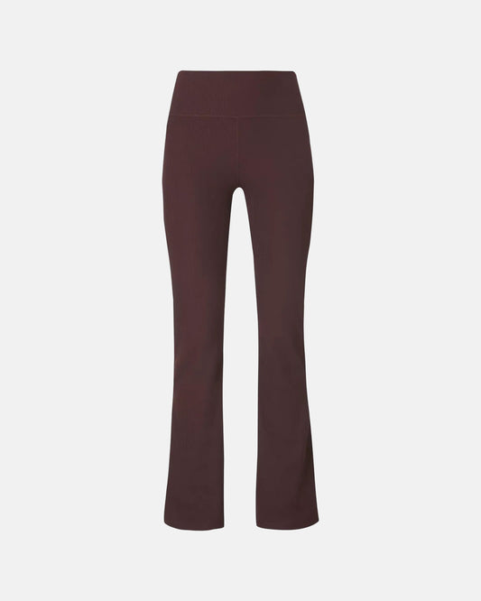 Glow Flex Rib 32" Flare Trousers in Sable Brown