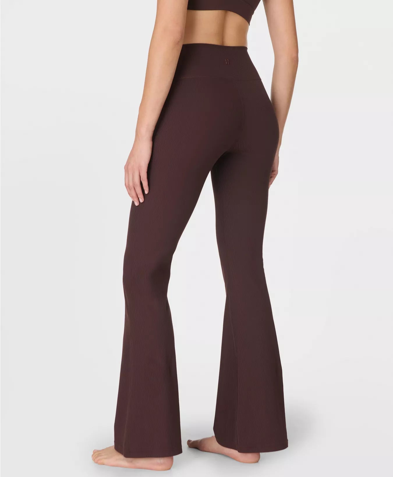 Glow Flex Rib 32" Flare Trousers in Sable Brown