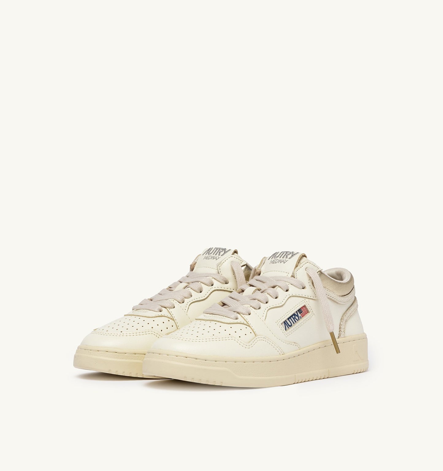 Med-Way Sneakers in Leather Color Marshmallow and Platinum