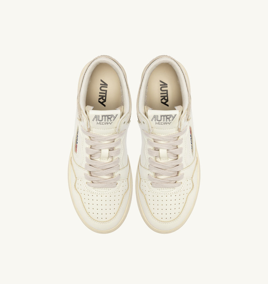 Med-Way Sneakers in Leather Color Marshmallow and Platinum